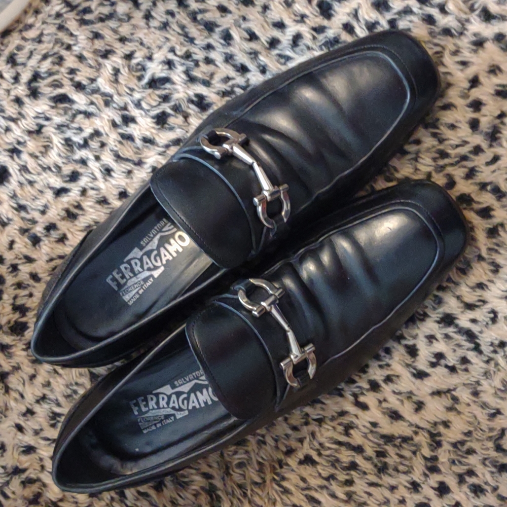 Salvatore Ferragamo Silver Gancini Bit Loafer Sz. 10